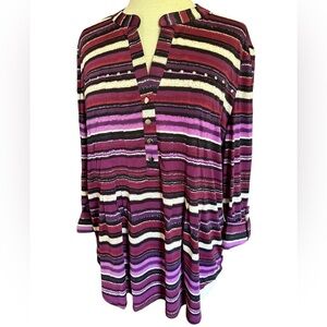 COCOMO XL Purple 3/4 sleeve women's Pintuck Blouse top shirt